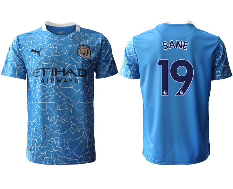 Men 2020-2021 club Manchester City home aaa version #19 blue Soccer Jerseys->manchester city jersey->Soccer Club Jersey